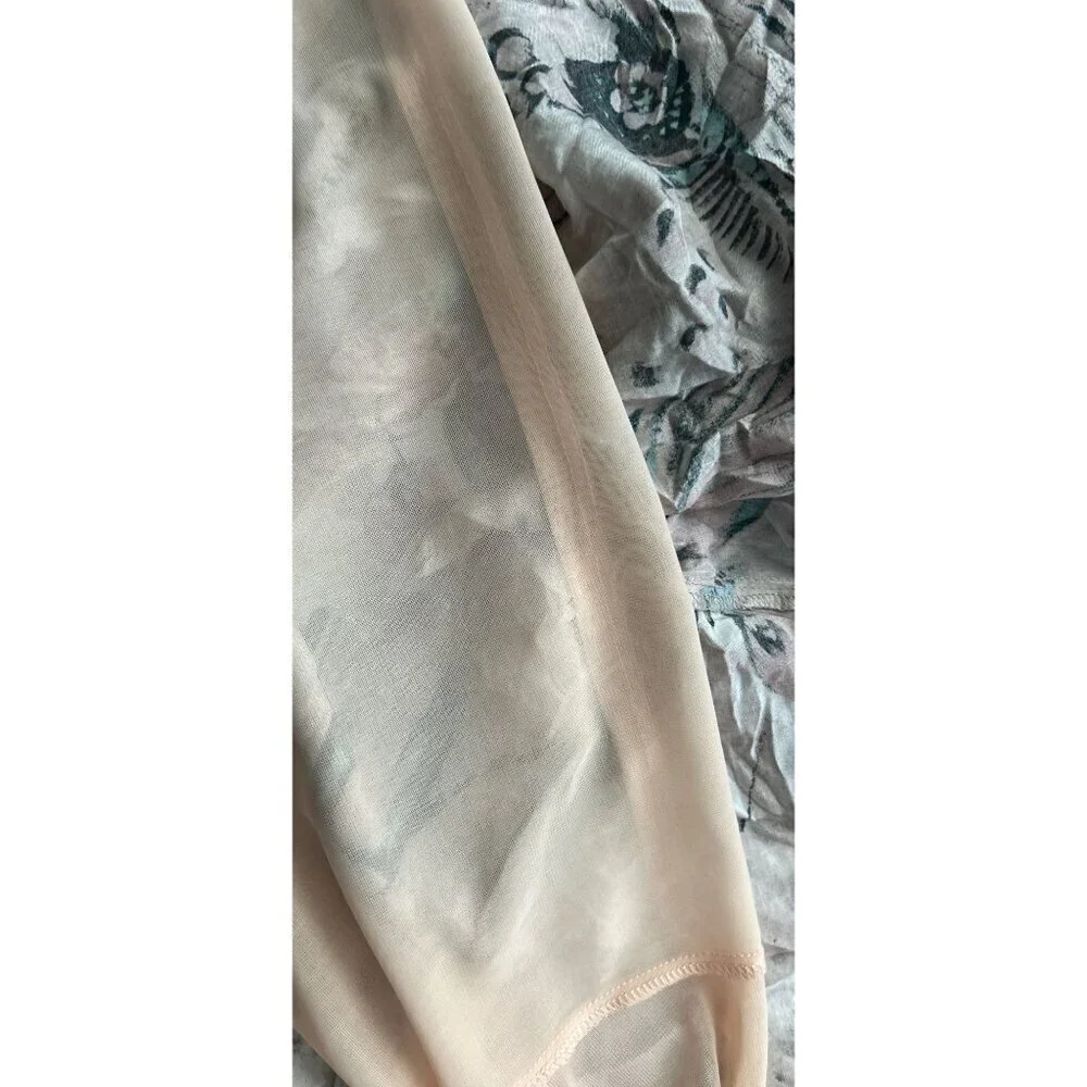 Peruvian Connection Floral Print Dress Long Sleeve Pleated Lined Bodice & 3/4 S